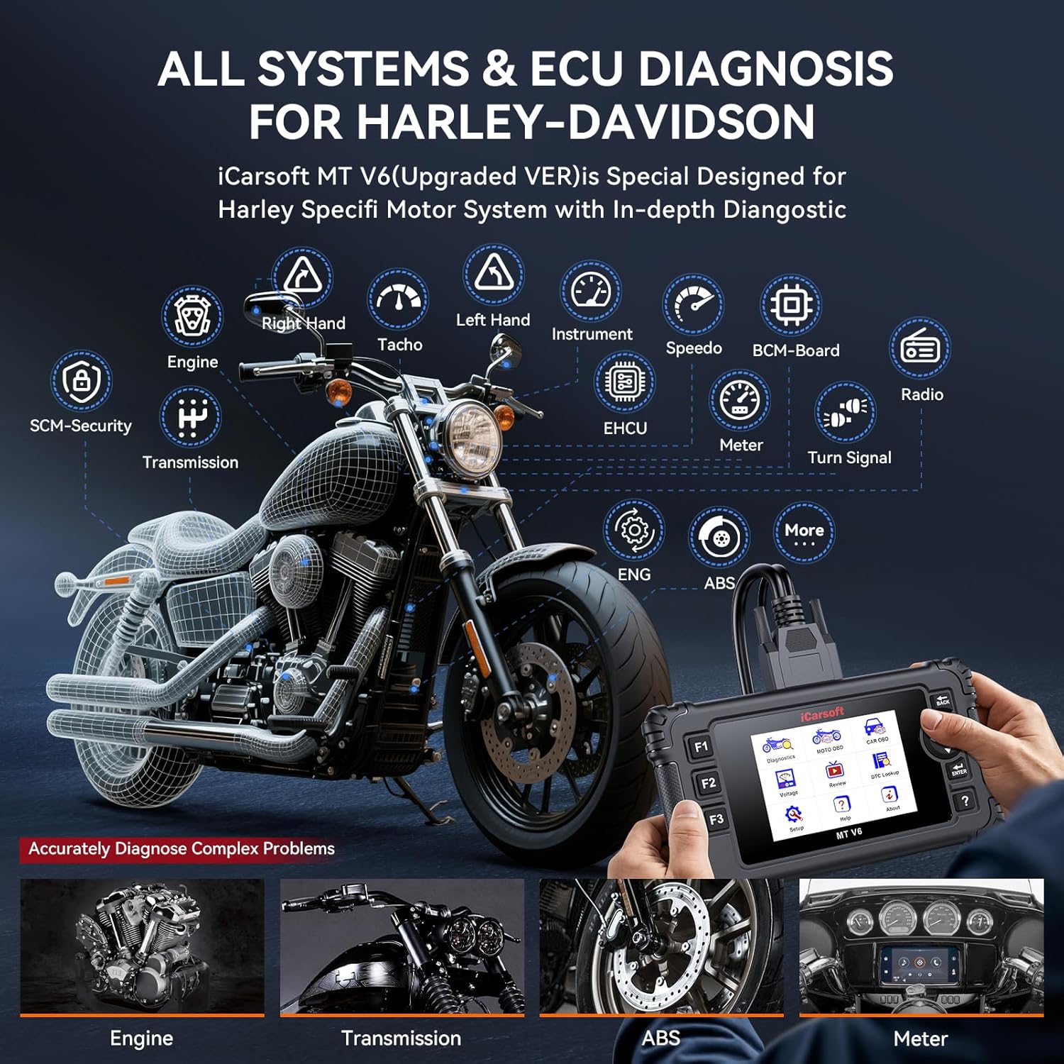 iCarsoft MT V6 Harley Davidson Motorcycle Scan Tool